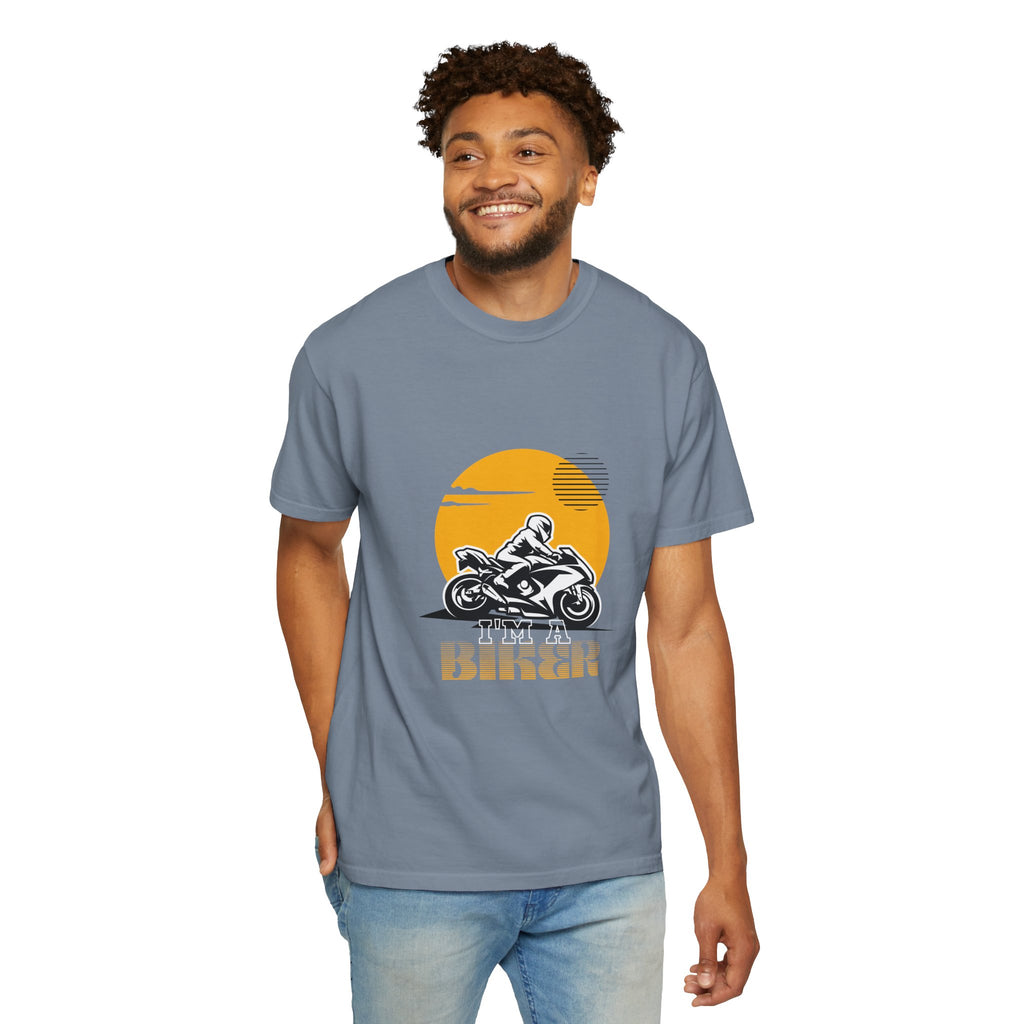 Motorcycle Rider T-Shirt — Retro Sunset Biker Graphic