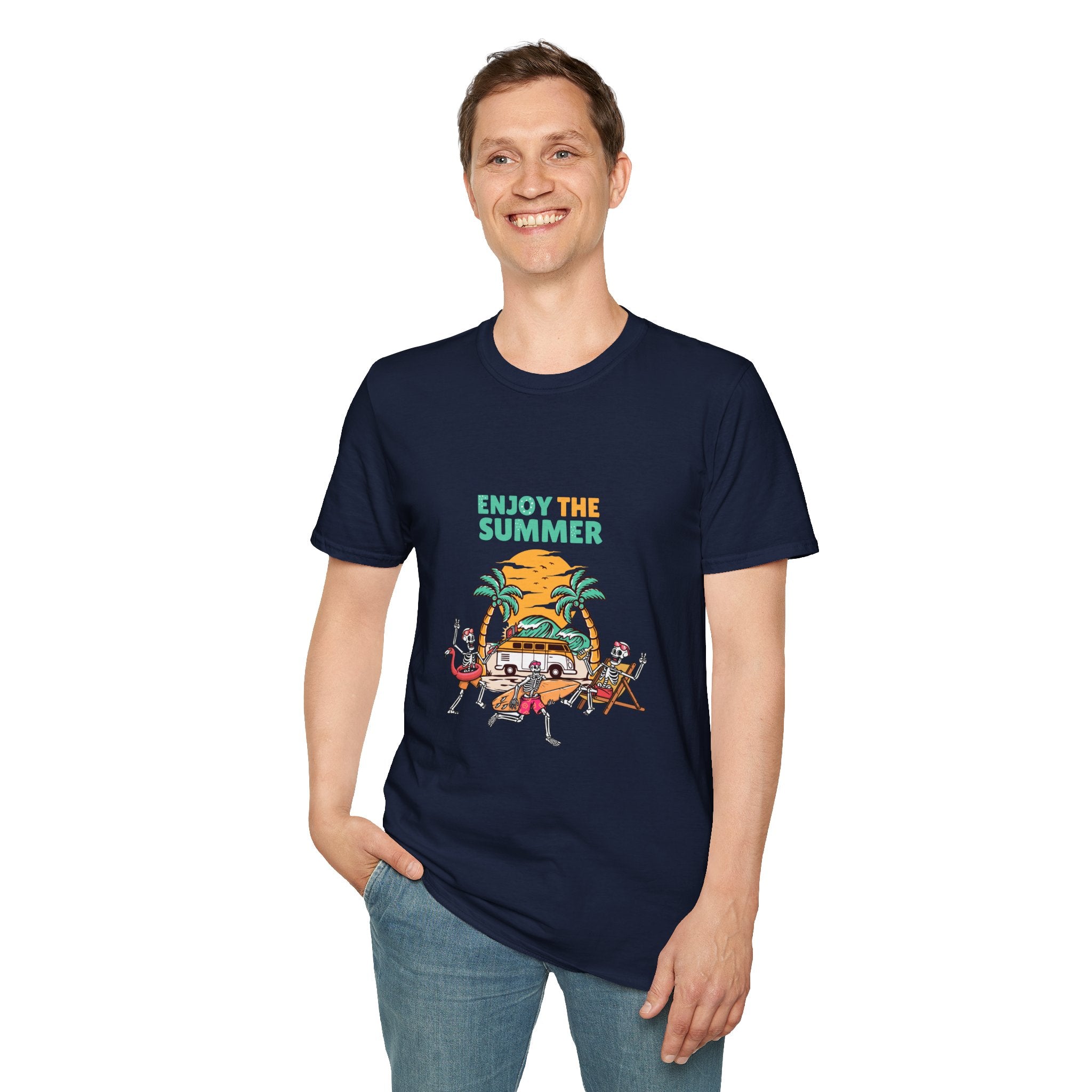 Summer Beach T-Shirt — "Enjoy The Summer" Palm Tree Surf Graphic