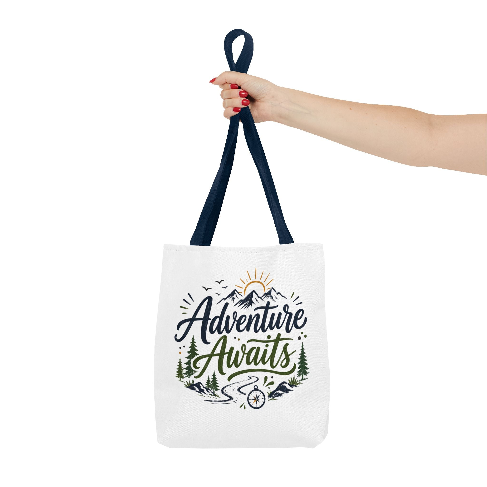 Adventure Awaits Tote Bag — Mountain Hiking Travel Canvas Tote