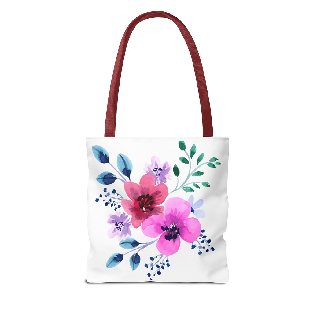 Floral Watercolor Tote Bag — Pink Blossoms All-Over Print