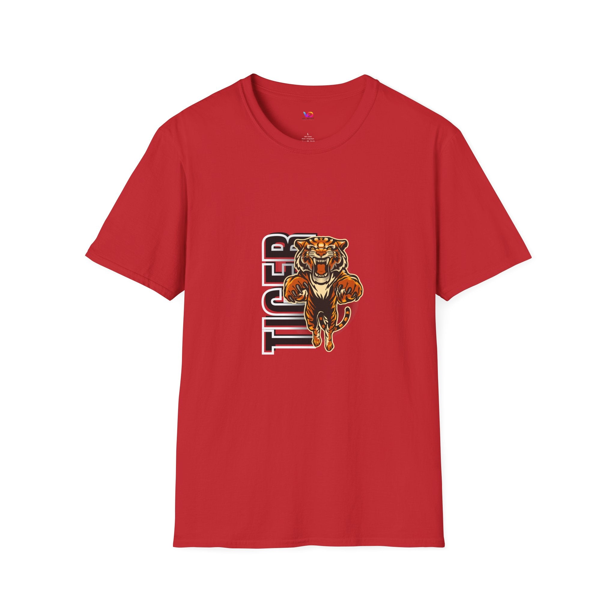Tiger Graphic T-Shirt – Fierce Roaring Tiger Vertical Text Design