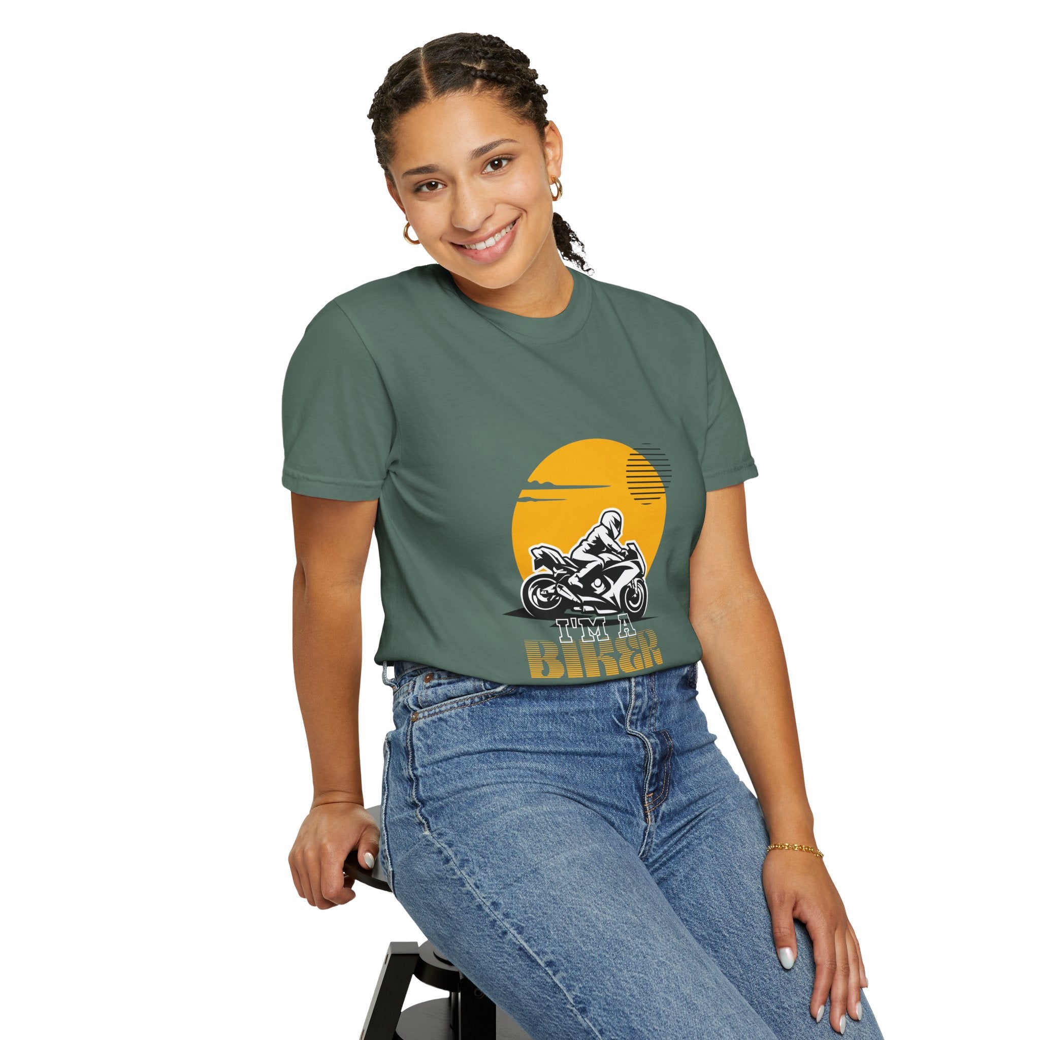 Motorcycle Rider T-Shirt — Retro Sunset Biker Graphic