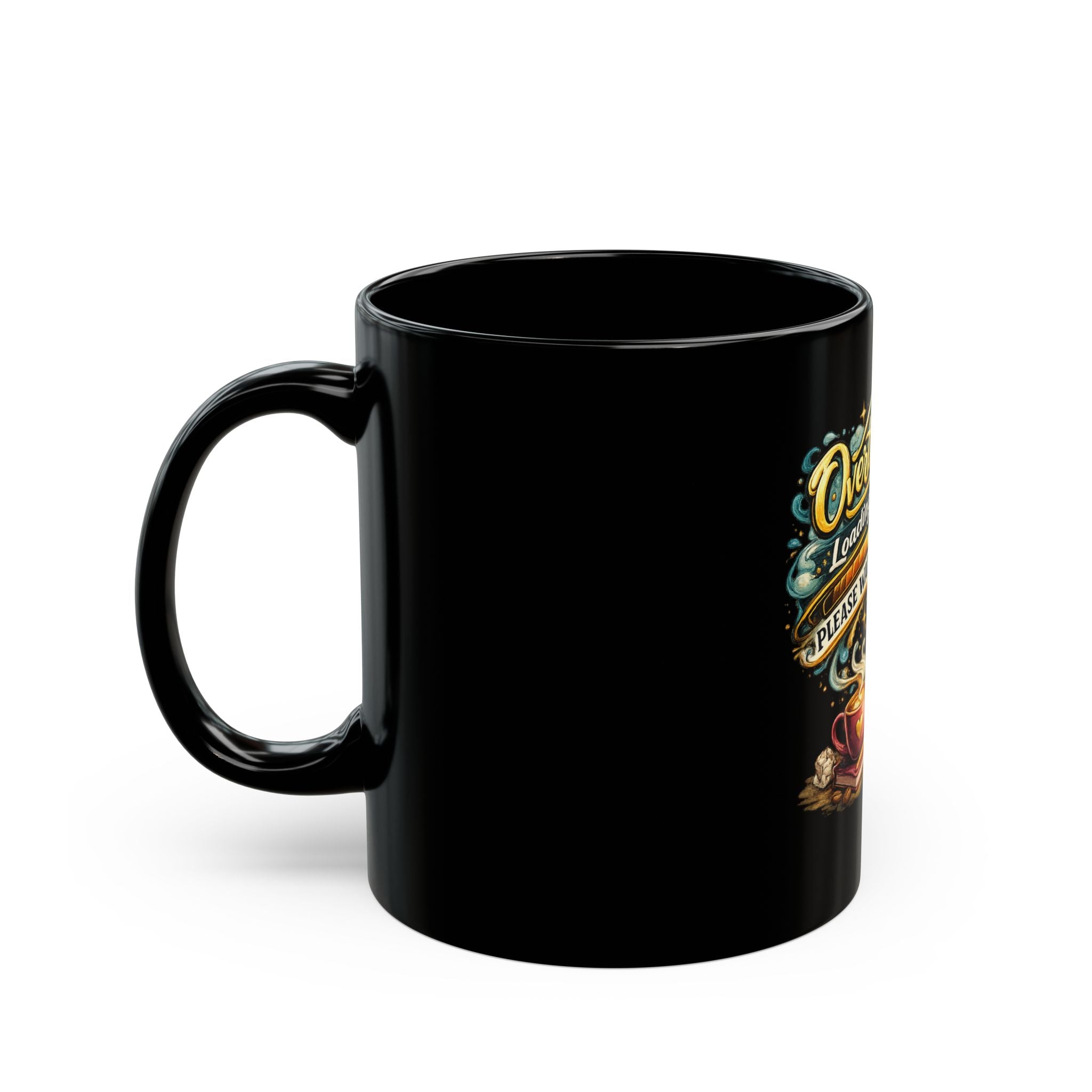 Overthinking Loading Please Wait Coffee Mug — Black Ceramic 11oz/15oz