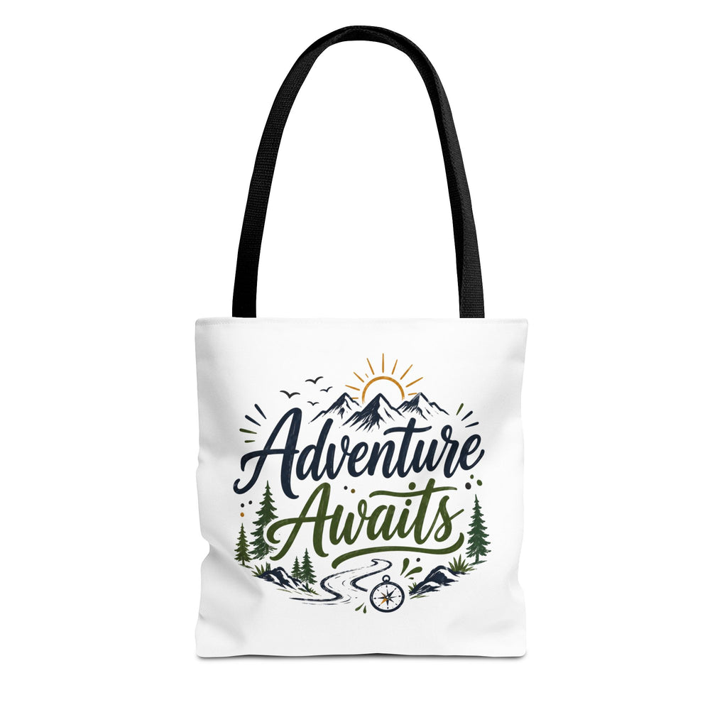 Adventure Awaits Tote Bag — Mountain Hiking Travel Canvas Tote