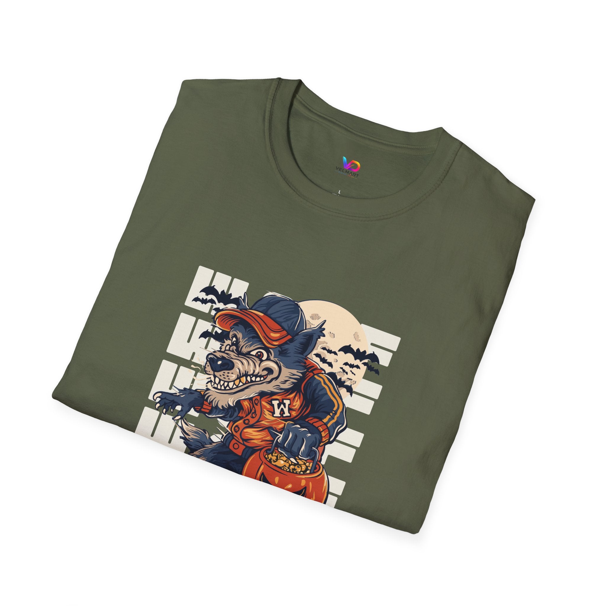 Halloween Skateboarder Skeleton T-Shirt — Spooky Pumpkin & Bats Graphic Tee