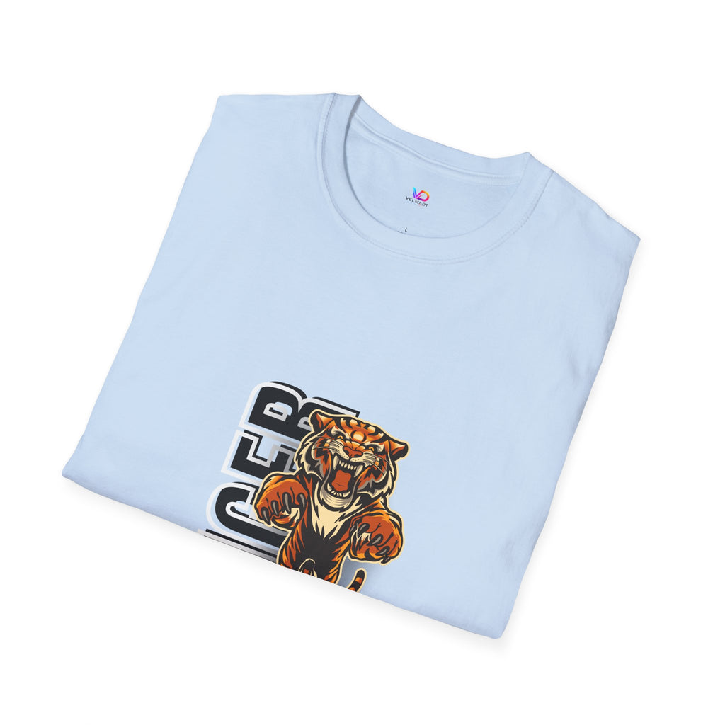 Tiger Graphic T-Shirt – Fierce Roaring Tiger Vertical Text Design