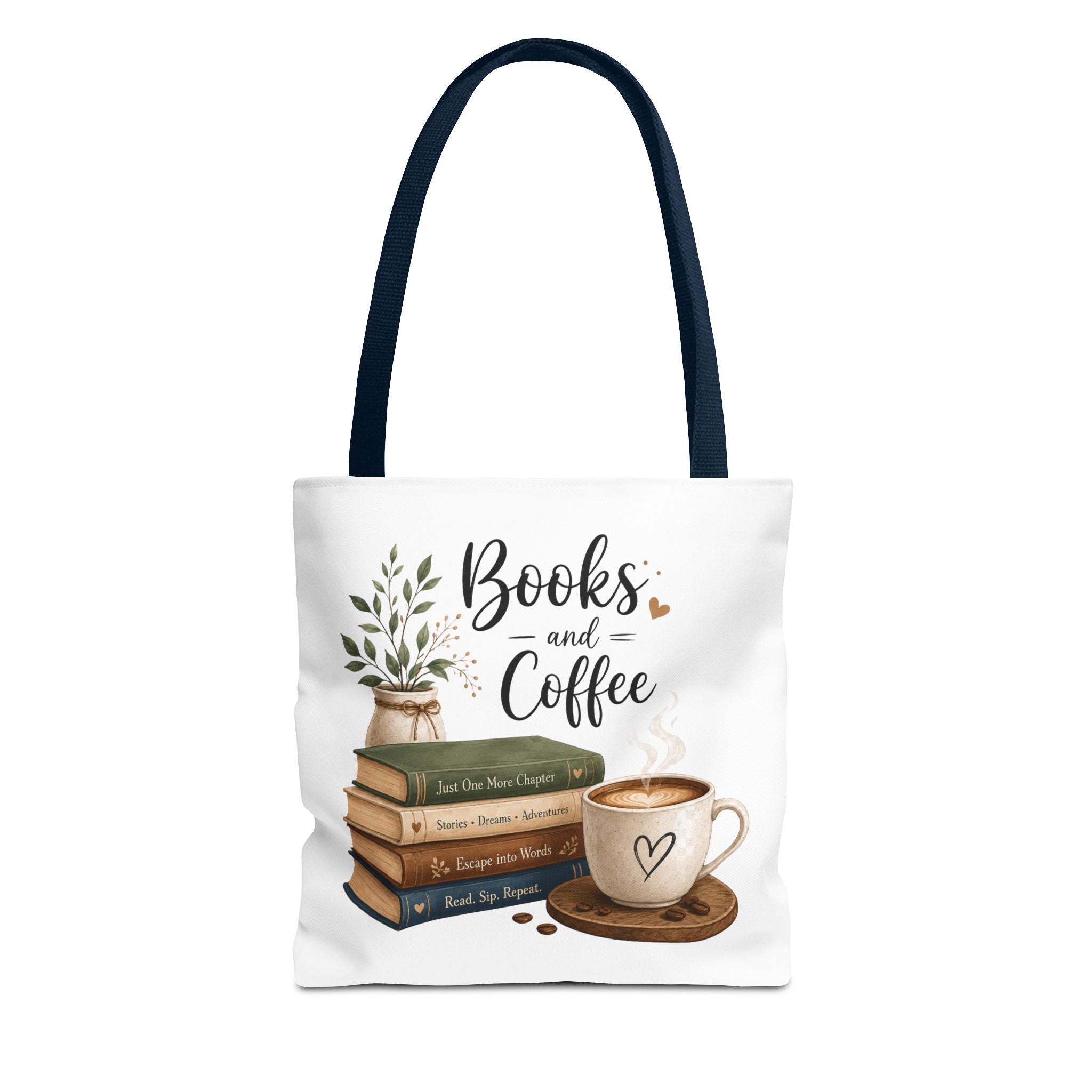 Books and Coffee Tote Bag — Book Lover Canvas Tote