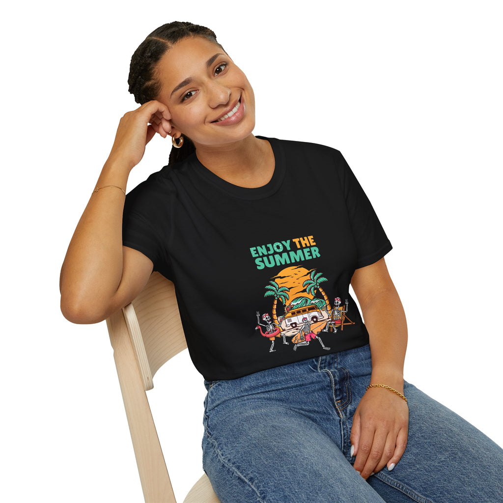 Summer Beach T-Shirt — "Enjoy The Summer" Palm Tree Surf Graphic