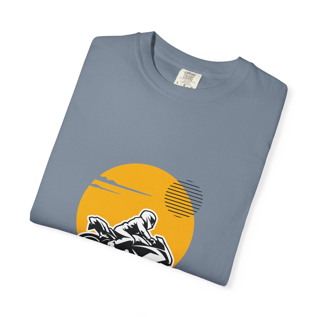 Motorcycle Rider T-Shirt — Retro Sunset Biker Graphic