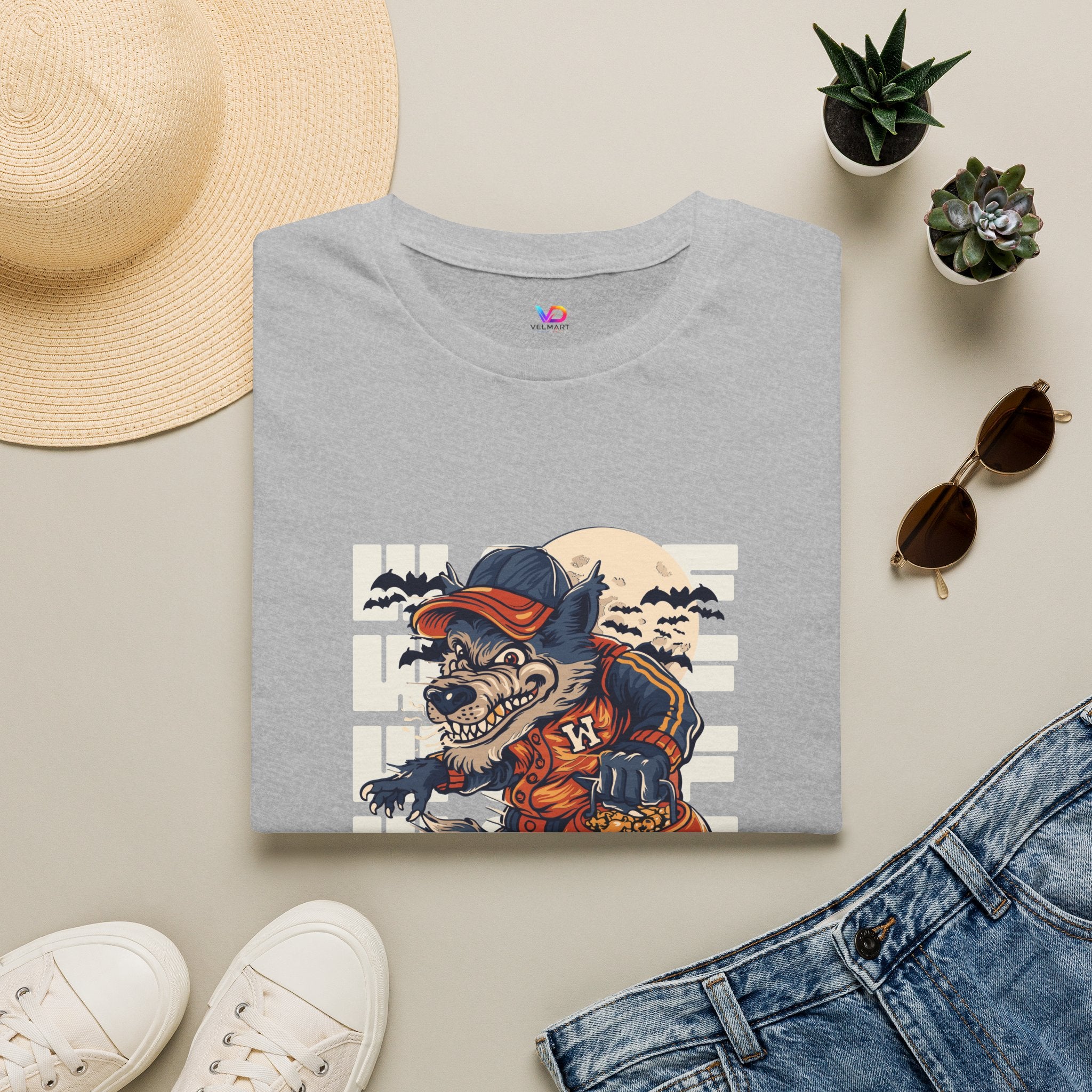 Halloween Skateboarder Skeleton T-Shirt — Spooky Pumpkin & Bats Graphic Tee