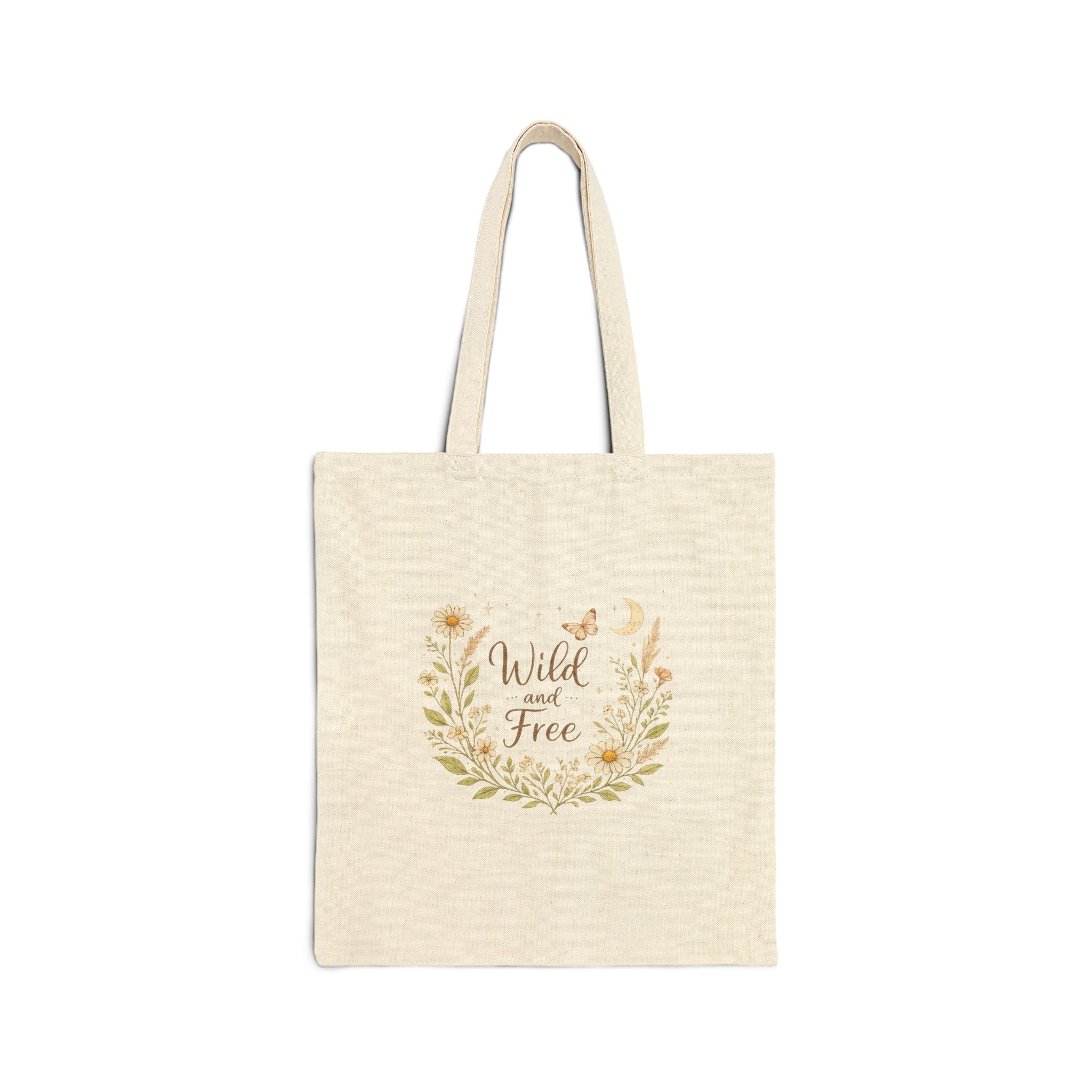 Wild and Free Floral Canvas Tote Bag
