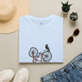 T-Shirt — Vintage Bike Crash Illustration with Crow (whimsical urban cycling tee)