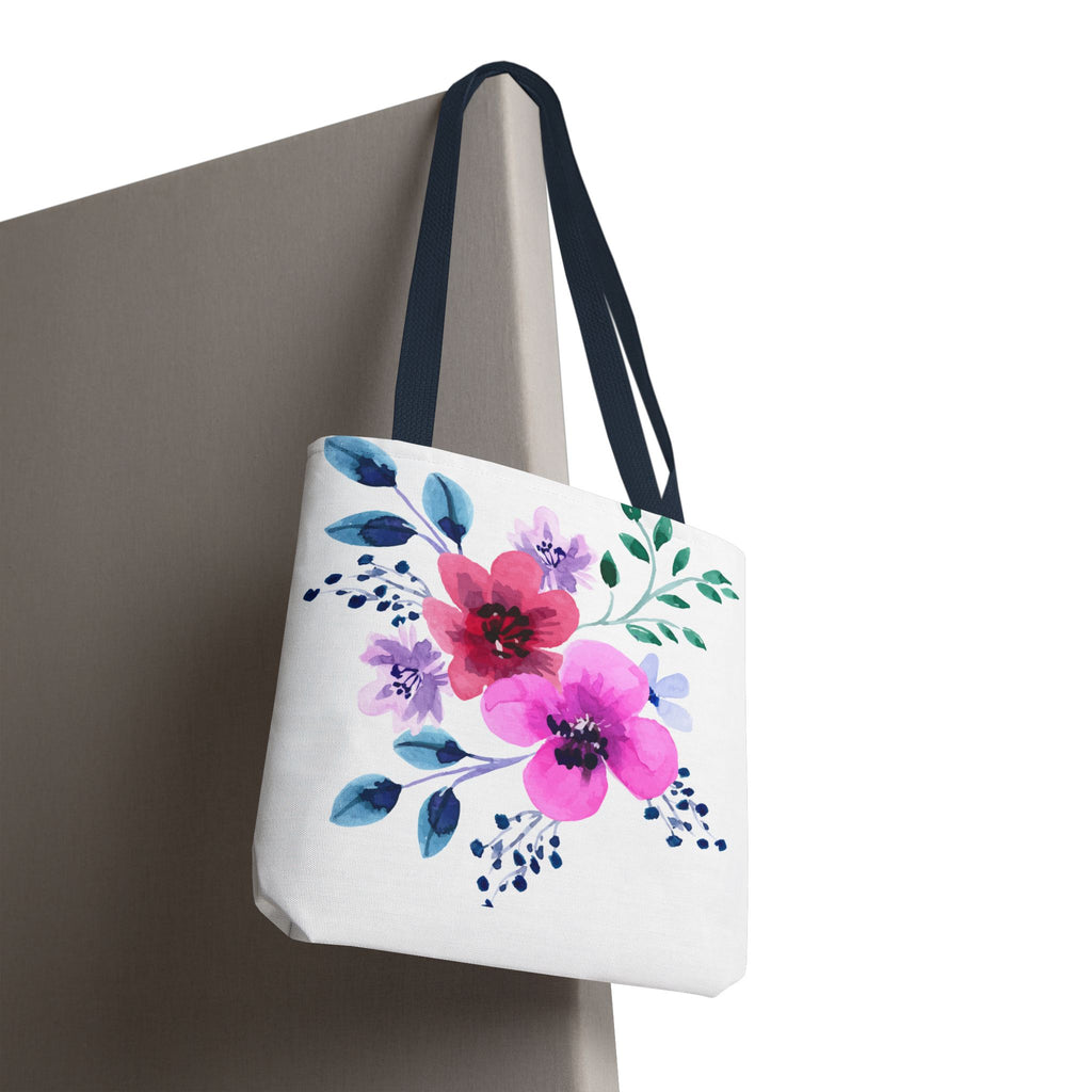 Floral Watercolor Tote Bag — Pink Blossoms All-Over Print