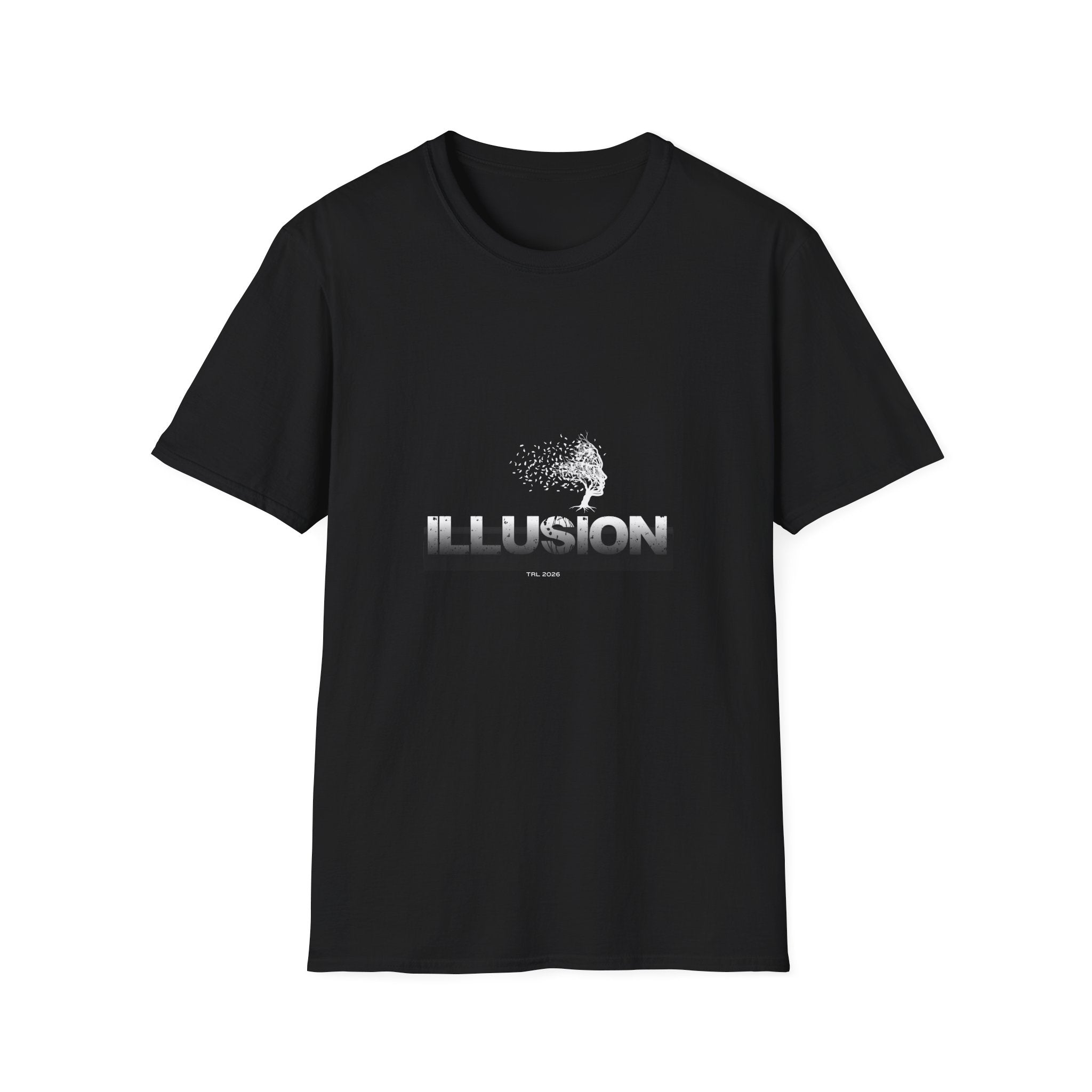 Illusion Tree Graphic T-Shirt — Surreal 'ILLUSION' Typography Tee