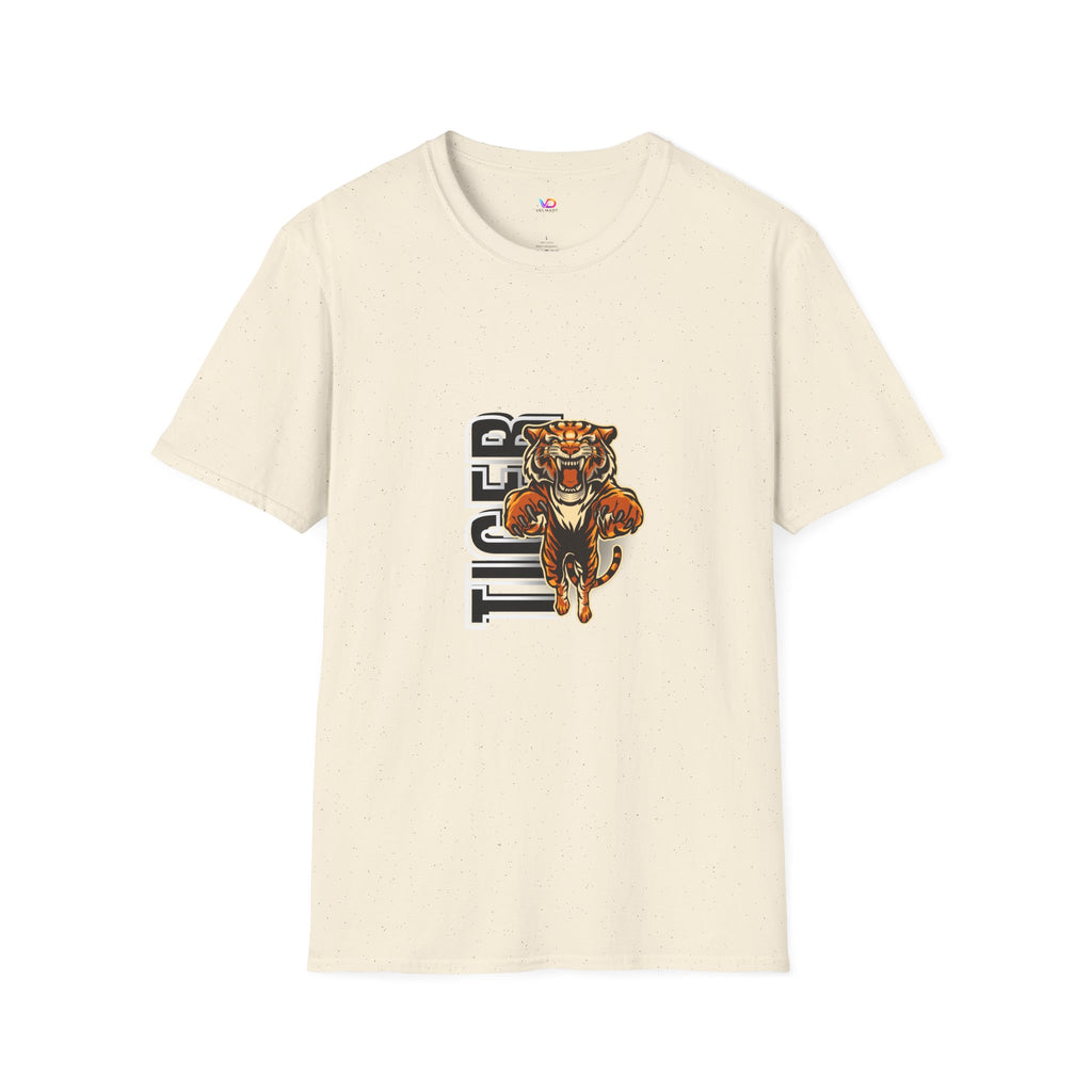 Tiger Graphic T-Shirt – Fierce Roaring Tiger Vertical Text Design