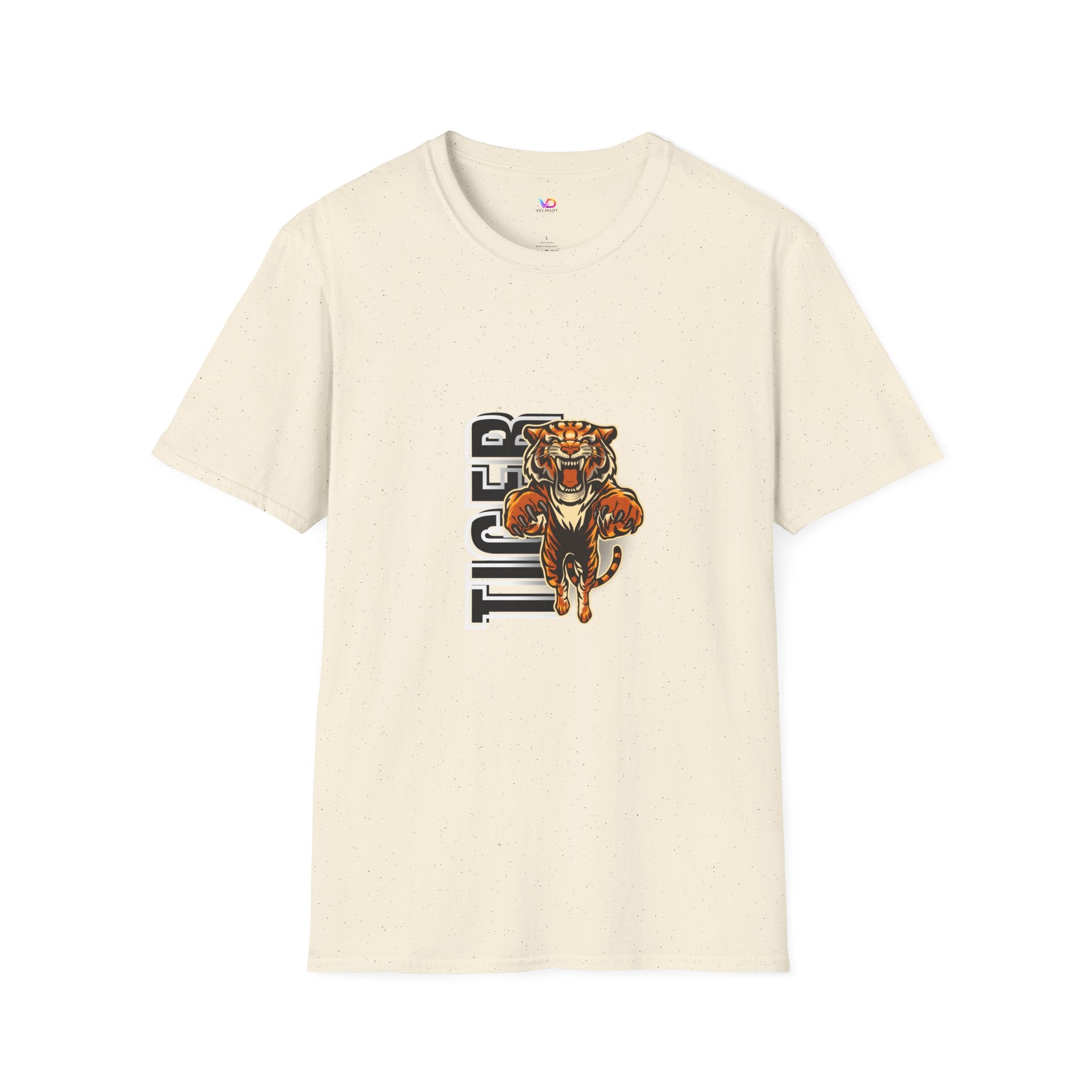 Tiger Graphic T-Shirt – Fierce Roaring Tiger Vertical Text Design