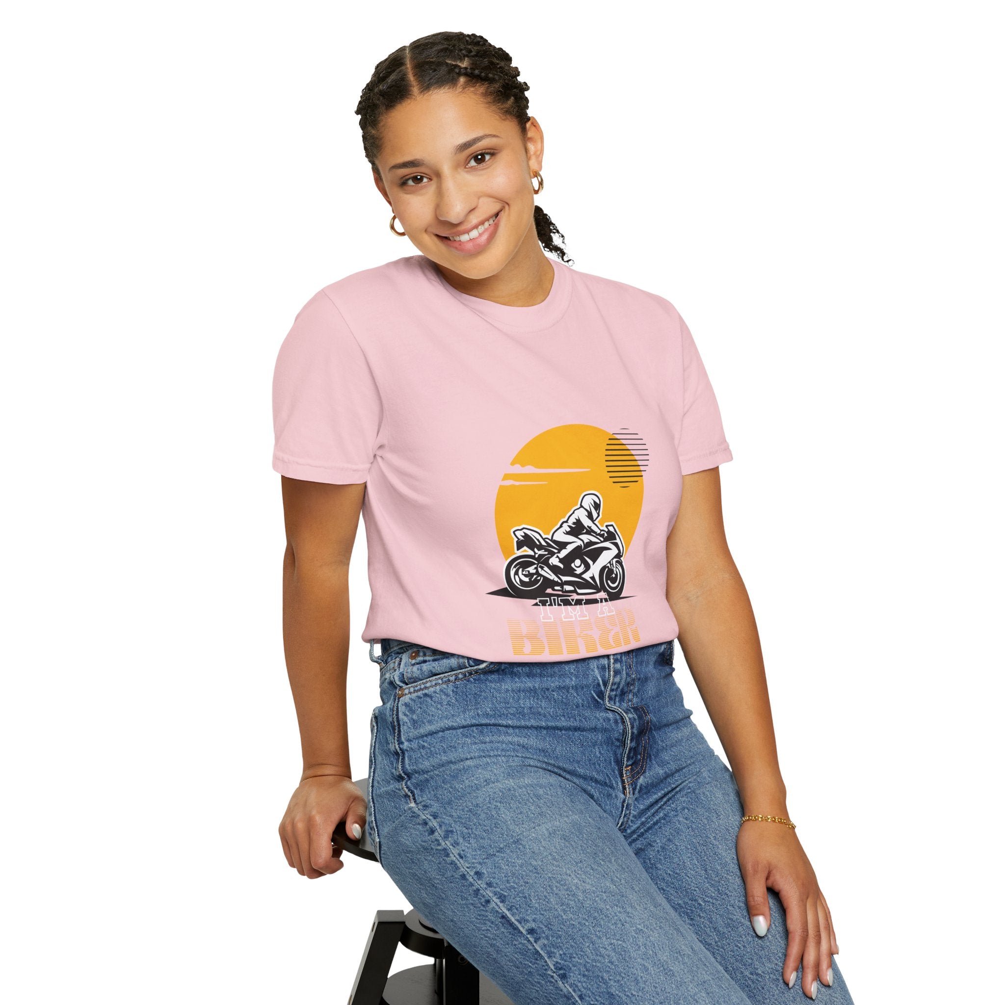 Motorcycle Rider T-Shirt — Retro Sunset Biker Graphic