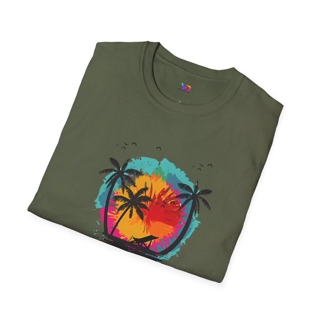 Summer Vibes T-Shirt — "Enjoy the Summer" Tropical Palm Sunset Tee