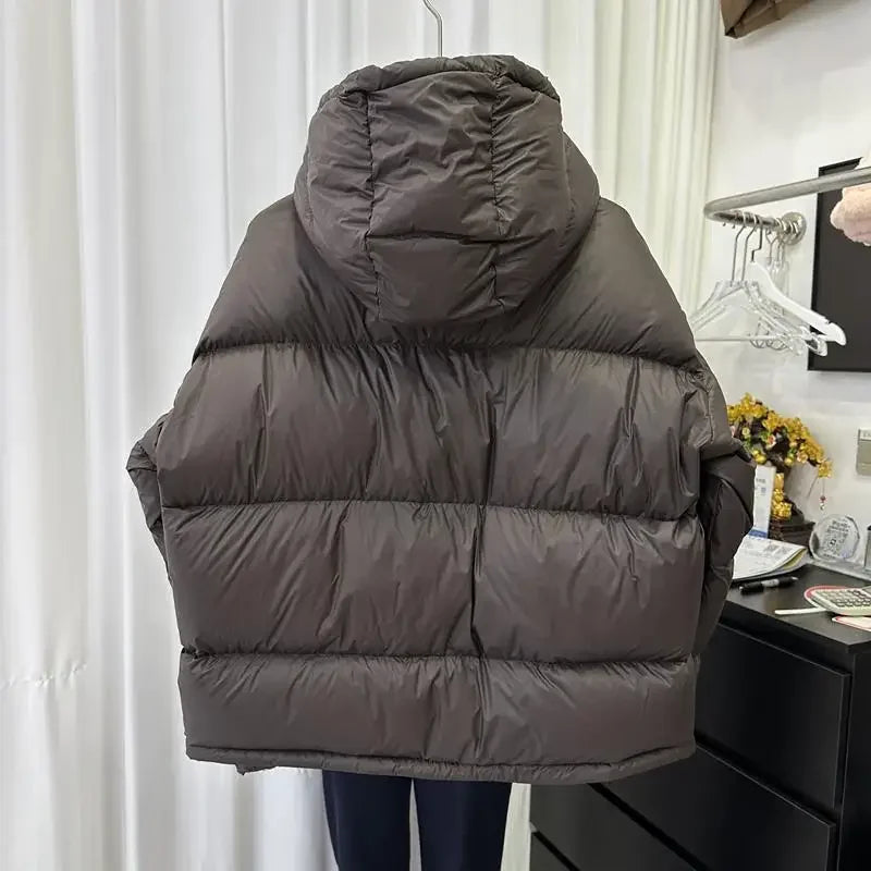 Short, Thick Cotton Jacket for Petite Women, 2026 Winter Trendy Fashion New Hooded Warm Puffer Jacket