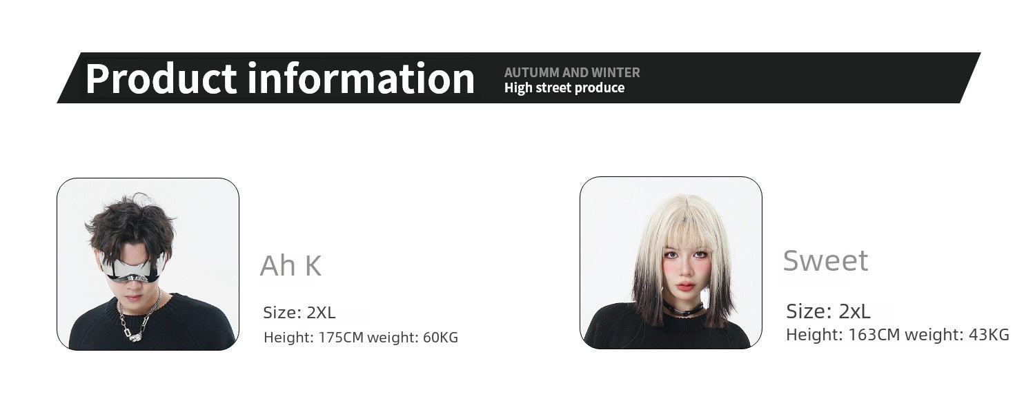 TIDE CARD LOG | Autumn and winter high street fashionable design faded pin ripped couple round neck loose sweater