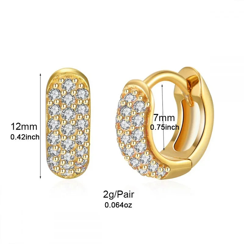European and American Classic Ins Style Color Zircon Light Luxury Heavy Industry Round Ear Buckle Trendy high quality 24K Gold Plated Earrings