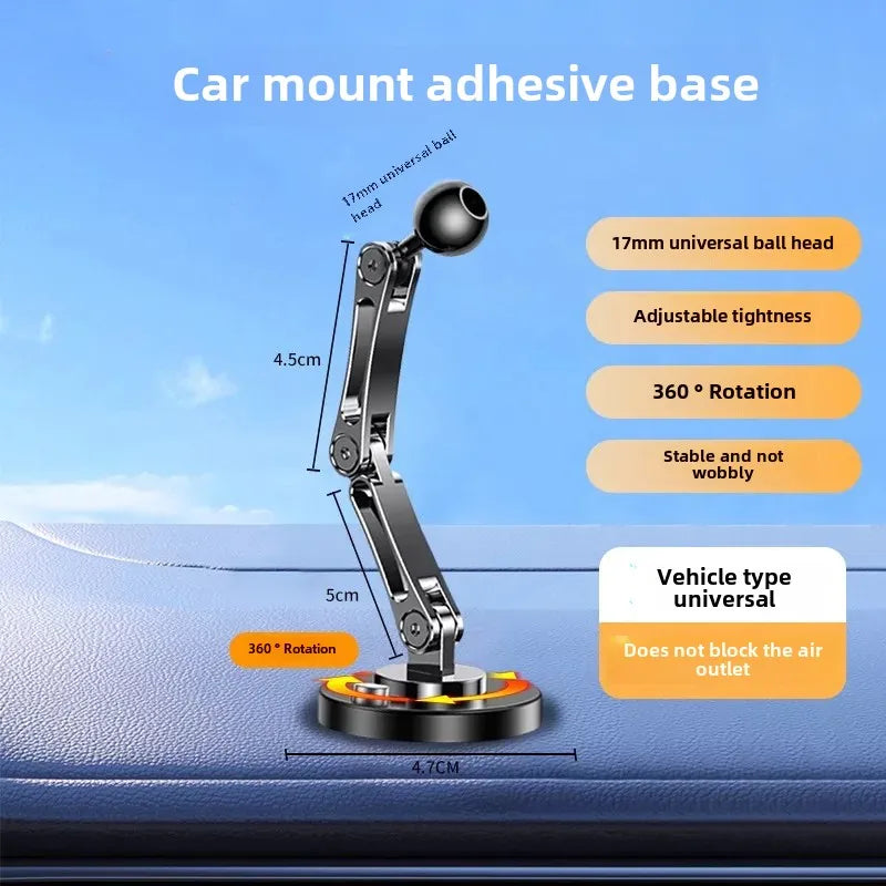 Car Bracket base 17mm ball head base 360-degree rotating adhesive type with different Chuck mobile phone holder