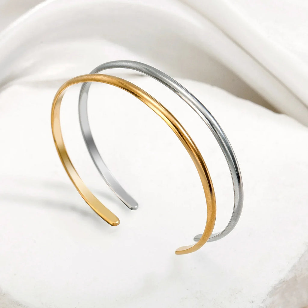 Cross-Border Fashion Personalized Electroplated Non-Fading Women's Bracelet with a Light Luxury and High-End Feel, Open Ring-Shaped Simple Bracelet