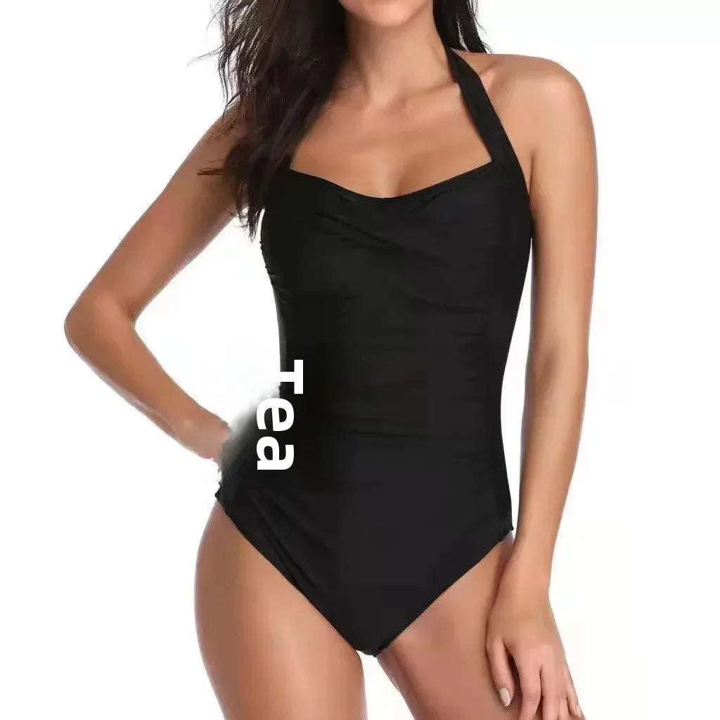 Popular Backless One-Piece Bikini Swimsuit European and American Fashionable and Sexy Belly-Covering Slimming Swimsuit for Women