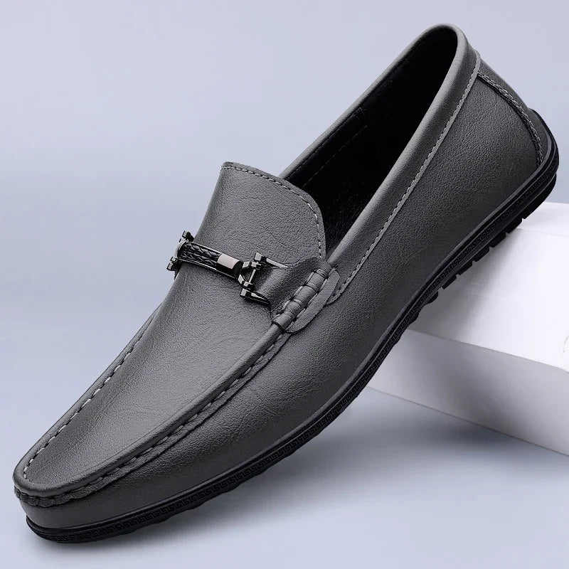 Mens Genuine Leather Shoes Handmade Driving Flats Shoes Dress Business Casual Slip-on Shoes All-Match breathable Loafers mo-2231