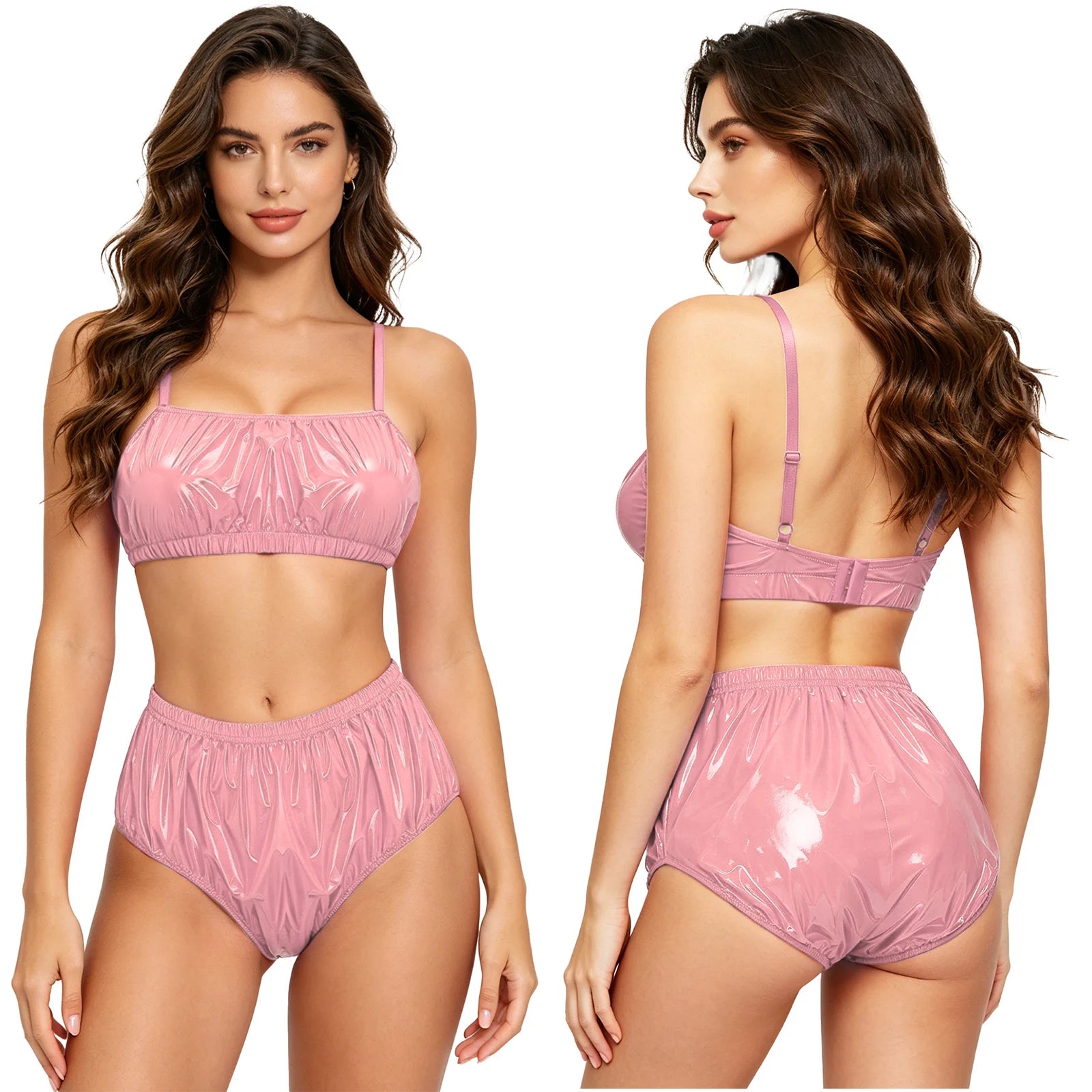 2 Piece Bikini Set for Women Waterproof Adjustable Spaghetti Straps Wirefree Bra with Swim Bottoms Bikini Bathing Suit Beachwear