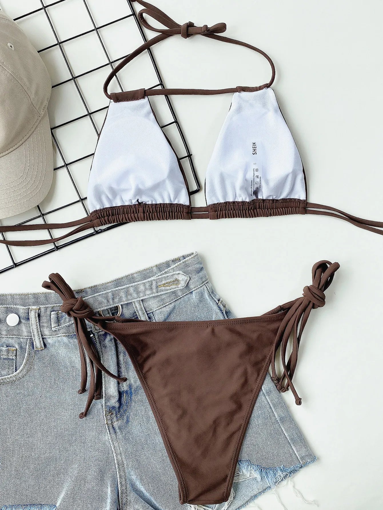 2026 Sexy Solid Bandage Bikini Halter Strappy Swimwear Women Swimsuit Female Two Pieces Bikini Set Low Waist Bathing Suit Bather