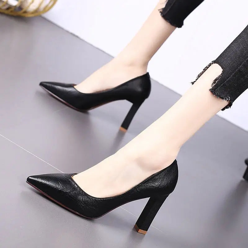 Shoes for Women 2025 Stilito Ladies Summer Footwear Square Heels Office Super High Heel Black Pointed Toe Y2k Quick Delivery 39