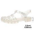 Women's Transparent Roman Sandals 2025 Closed Toe Low Heels Summer Sandals Women Fashion Woven Non Slip Beach Sandles Woman