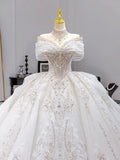 French Wedding Dress Heavy Industry Beaded Bride High-end Starry Sky Texture Small Main Veil Light Luxury Customized