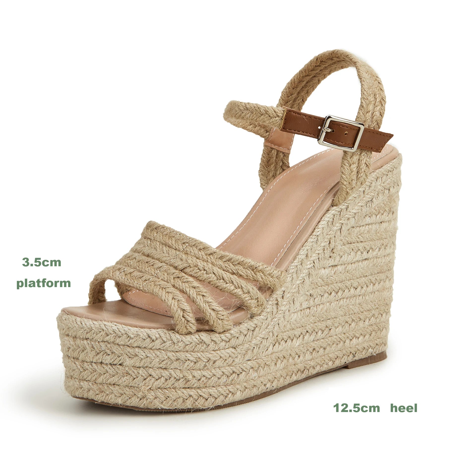 EAGSITY Espadrilles Spring summer bohemian wedges platform peep toe women sandals ankle strap high heel casual shoes pumps