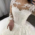 Customized Illusion Long Sleeves Wedding Dresses Princess Beading Lace Appliques Ball Gown Bridal Gowns Vestido De Noiva