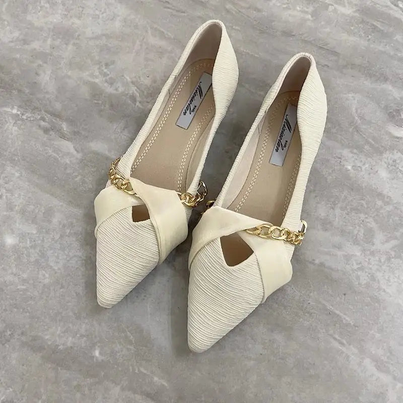 Moccasins Flats Office Pointed Toe Luxury Leather Casual Shoes For Woman 2025 Flat Women's Summer Footwear Evening Chic Point 39