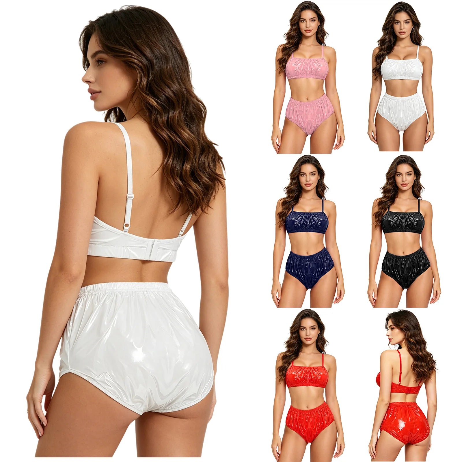 2 Piece Bikini Set for Women Waterproof Adjustable Spaghetti Straps Wirefree Bra with Swim Bottoms Bikini Bathing Suit Beachwear