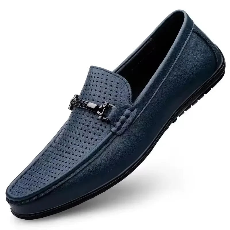 Mens Genuine Leather Shoes Handmade Driving Flats Shoes Dress Business Casual Slip-on Shoes All-Match breathable Loafers mo-2231