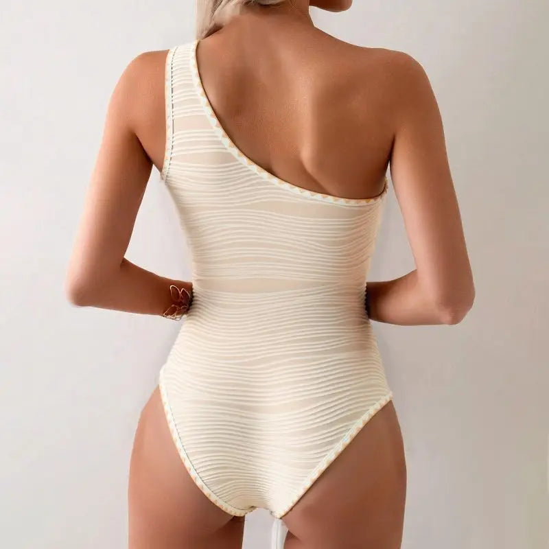 Cikini Sexy One-Piece Swimsuit For Women, One Shoulder, Shell Starfish Decor, Bodycon Beach Holiday Swimwear For Summer Beach