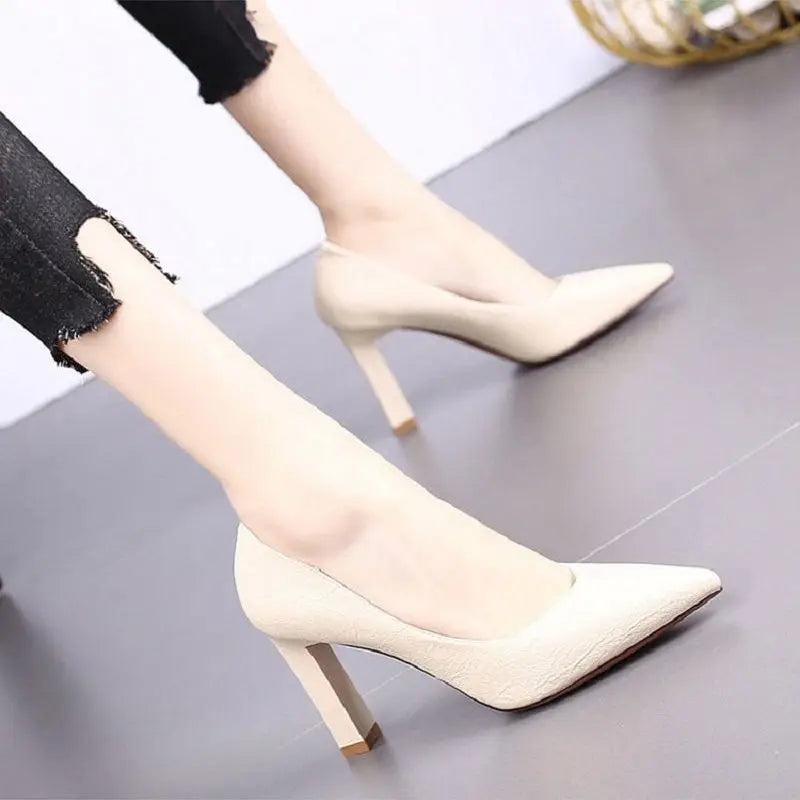 Shoes for Women 2025 Stilito Ladies Summer Footwear Square Heels Office Super High Heel Black Pointed Toe Y2k Quick Delivery 39