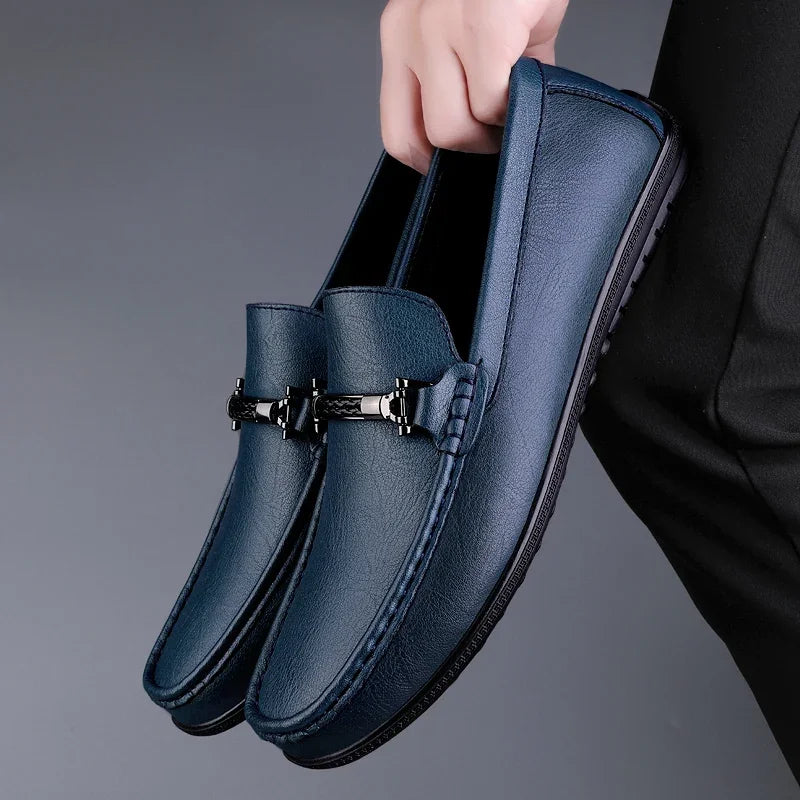 Mens Genuine Leather Shoes Handmade Driving Flats Shoes Dress Business Casual Slip-on Shoes All-Match breathable Loafers mo-2231