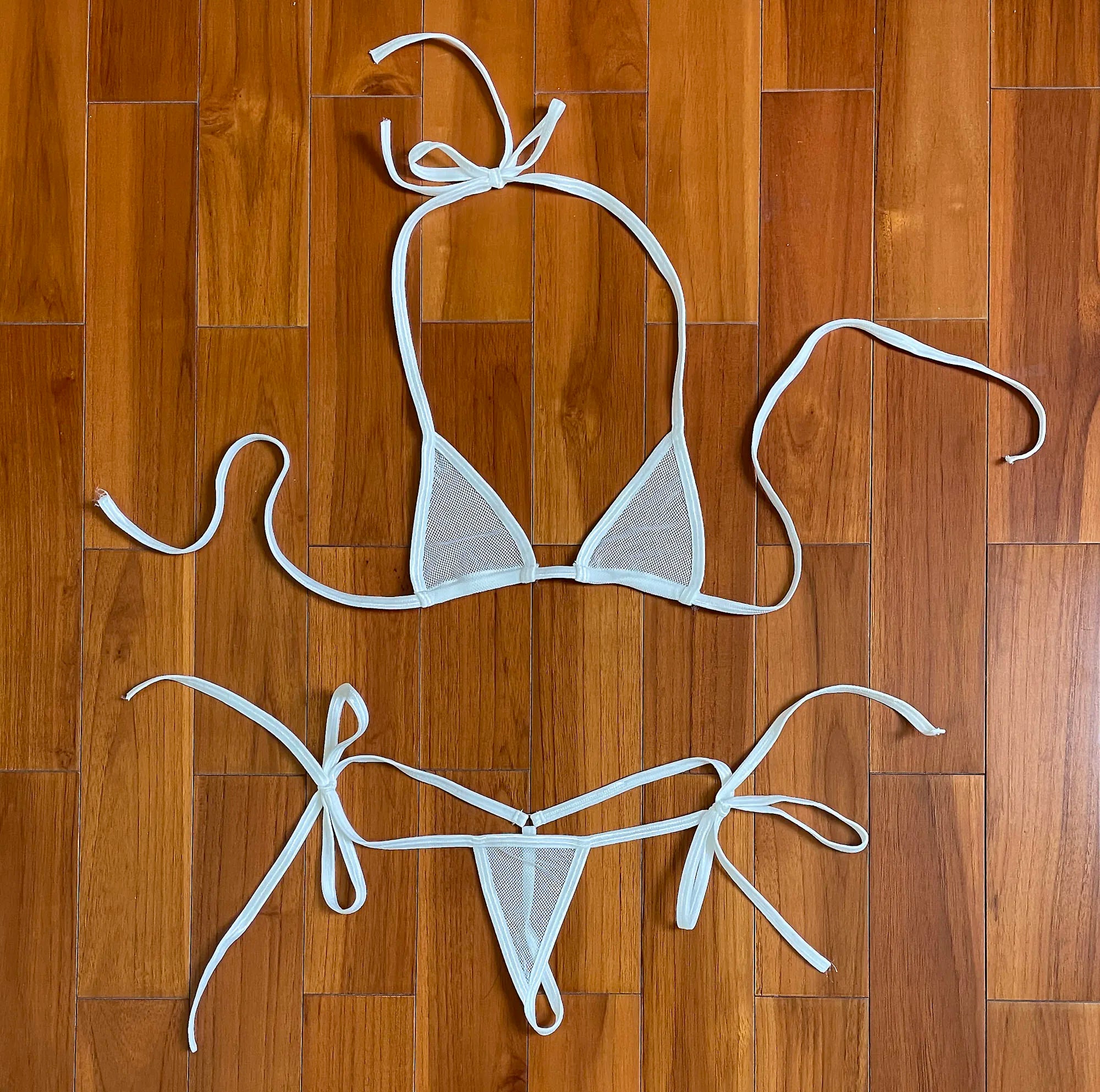 DEKA Women Sexy Bandage Mini Micro Bikini Set Mesh Transparent Erotic Bathingsuit Beachwear Sunbath Lingerie Underwear Plus Size