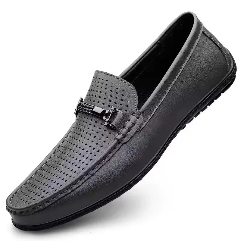 Mens Genuine Leather Shoes Handmade Driving Flats Shoes Dress Business Casual Slip-on Shoes All-Match breathable Loafers mo-2231