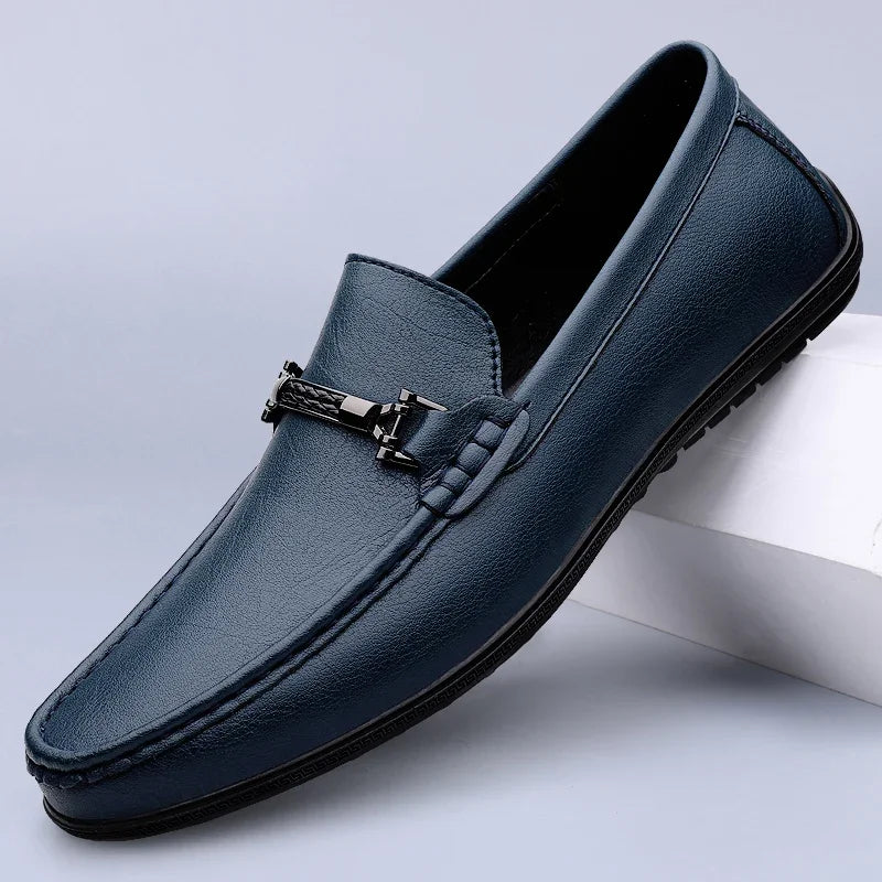 Mens Genuine Leather Shoes Handmade Driving Flats Shoes Dress Business Casual Slip-on Shoes All-Match breathable Loafers mo-2231