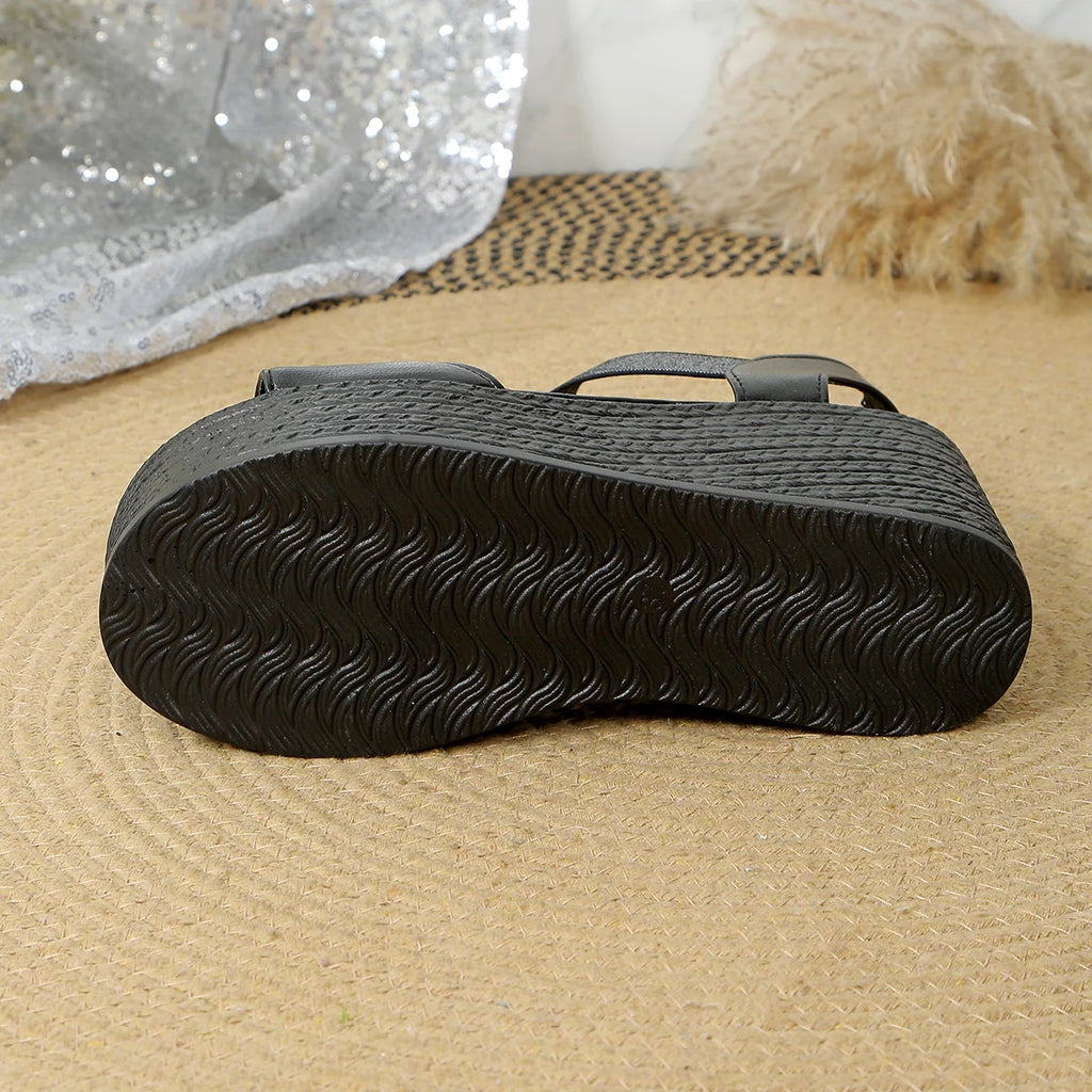 Aphixta Wedge Sandals Peep Toe Elastic Band Shoes Woman Platform Fashion 9cm Golden Summer Super High Heel Shoes Female Sandal