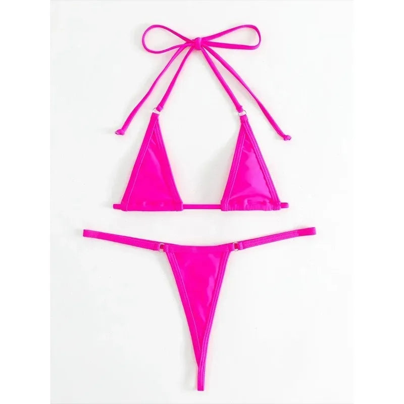 Sexy Micro Bikini Women Swimsuit Triangle Halter Mini Thong Bikini Set Swimwear 2026 Summer Beach Wear Pool Party Bathing Suit