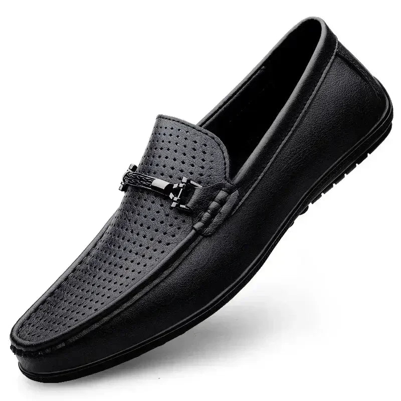 Mens Genuine Leather Shoes Handmade Driving Flats Shoes Dress Business Casual Slip-on Shoes All-Match breathable Loafers mo-2231