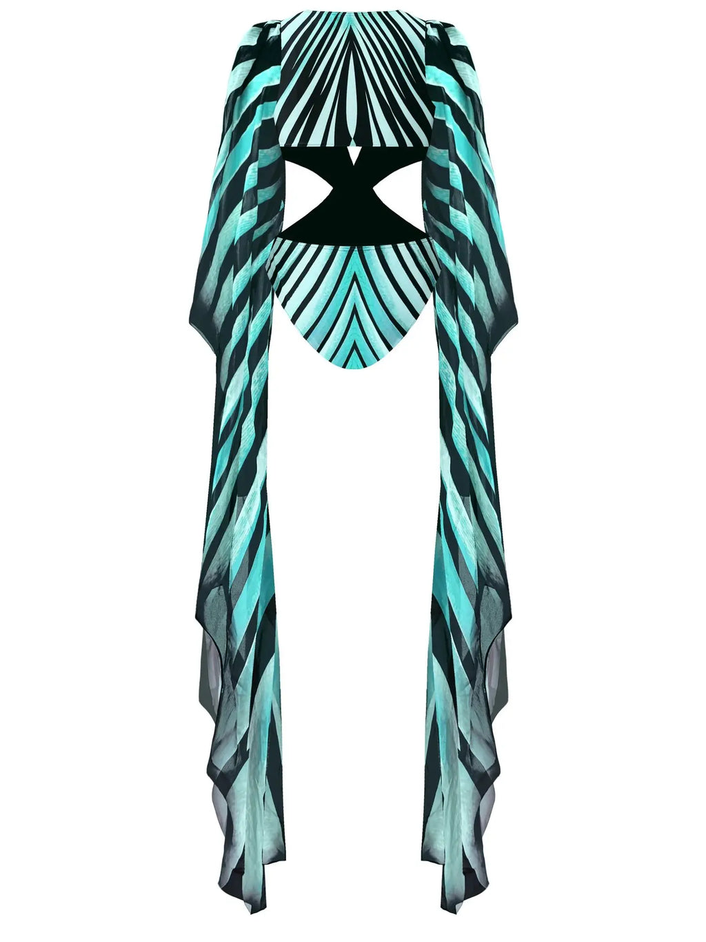 Long Sleeve Swimwear Women Print Swimsuit Bathing Suit Ruffle Swimwear Cut Out Swimsuit High Leg Swim Wear