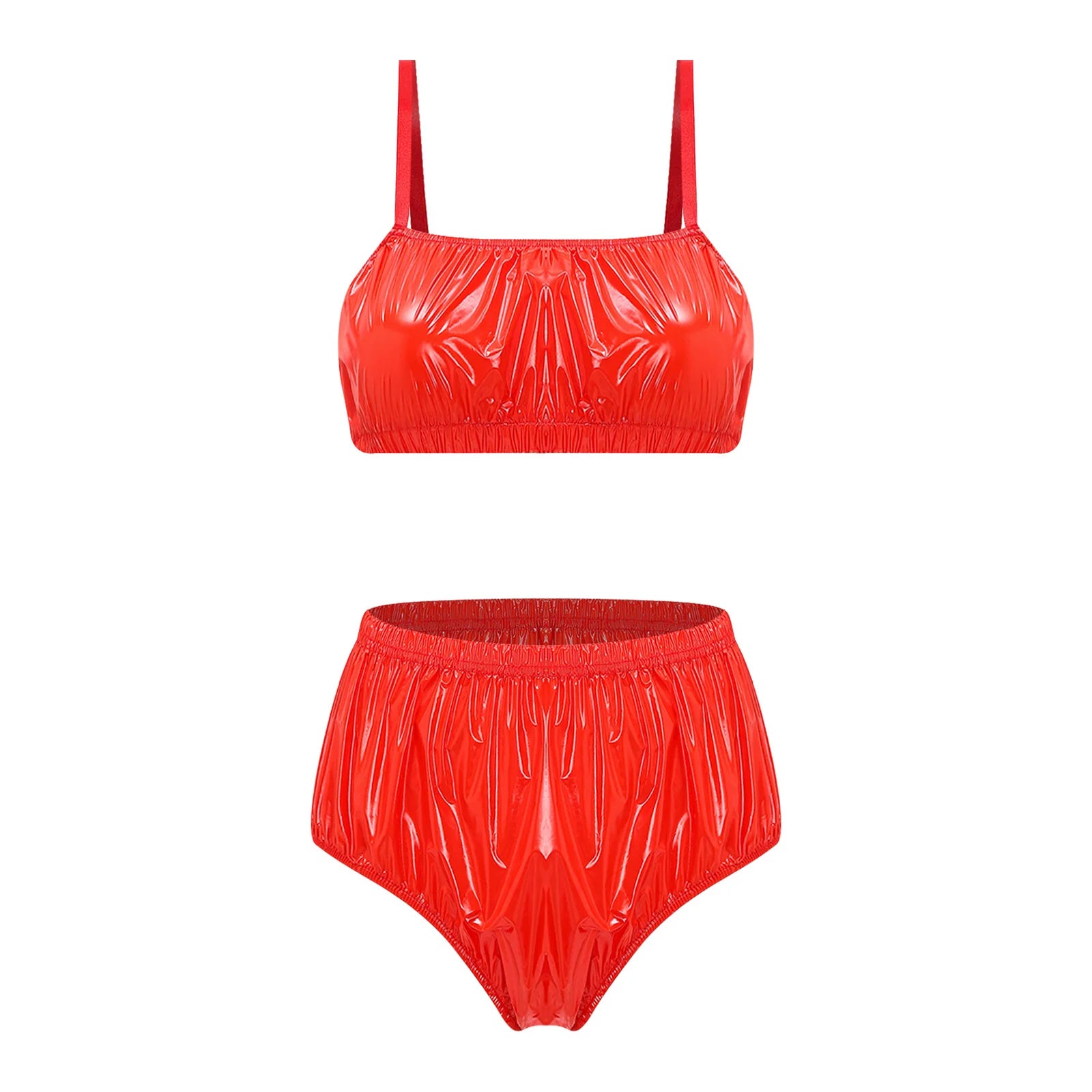 2 Piece Bikini Set for Women Waterproof Adjustable Spaghetti Straps Wirefree Bra with Swim Bottoms Bikini Bathing Suit Beachwear